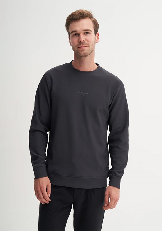 CAZADOR Caz 5152 Erkek Antrasit Bisiklet Yaka Sweatshirt