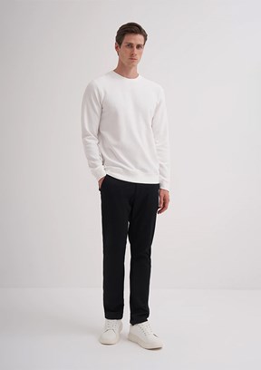 CAZADOR Beyaz Erkek Bisiklet Yaka Sweatshirt