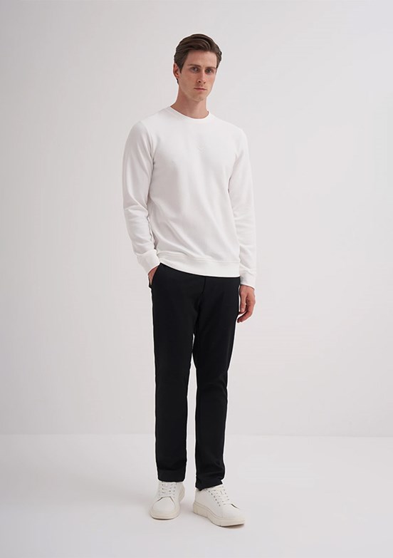 CAZADOR Beyaz Erkek Bisiklet Yaka Sweatshirt