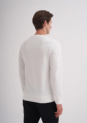 CAZADOR Beyaz Erkek Bisiklet Yaka Sweatshirt