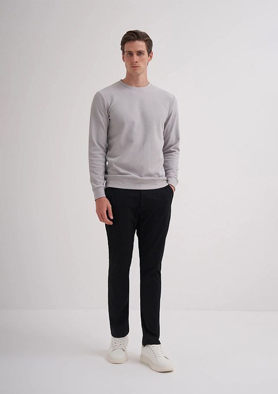 CAZADOR Caz 5152 Erkek Gri Bisiklet Yaka Sweatshirt