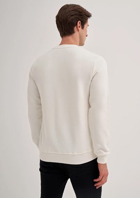 CAZADOR Caz 5235 Erkek Beyaz Bisiklet Yaka Sweatshirt