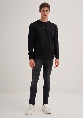 CAZADOR Siyah Erkek Bisiklet Yaka Sweatshirt
