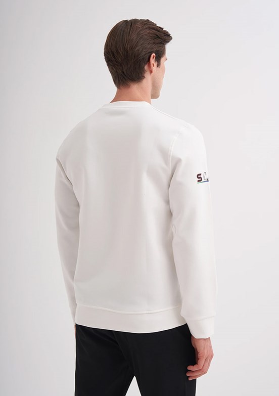 CAZADOR Caz 5238 Erkek Beyaz Bisiklet Yaka Sweatshirt