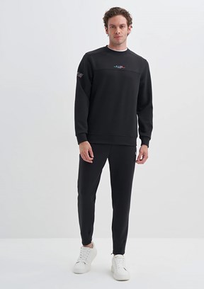 CAZADOR Caz 5238 Erkek Siyah Bisiklet Yaka Sweatshirt
