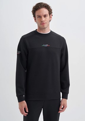 CAZADOR Caz 5238 Erkek Siyah Bisiklet Yaka Sweatshirt