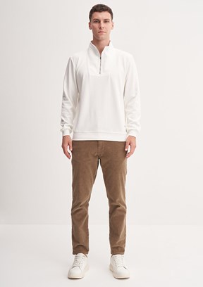 CAZADOR Caz 5307 Erkek Beyaz Dik Yaka Sweatshirt