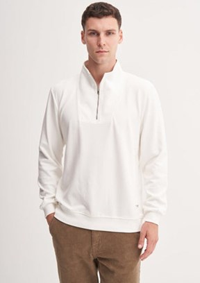 CAZADOR Caz 5307 Erkek Beyaz Dik Yaka Sweatshirt