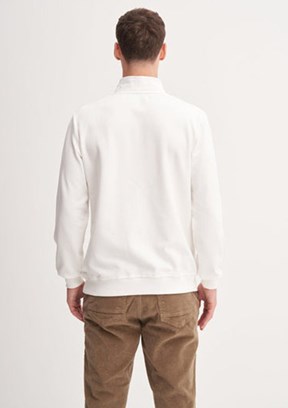 CAZADOR Caz 5307 Erkek Beyaz Dik Yaka Sweatshirt
