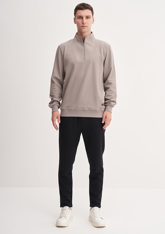 CAZADOR Caz 5307 Erkek Gri Dik Yaka Sweatshirt
