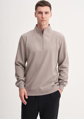 CAZADOR Caz 5307 Erkek Gri Dik Yaka Sweatshirt