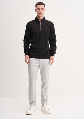 CAZADOR Caz 5307 Erkek Siyah Dik Yaka Sweatshirt