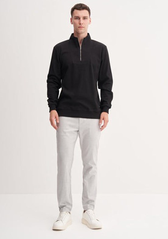 CAZADOR Caz 5307 Erkek Siyah Dik Yaka Sweatshirt