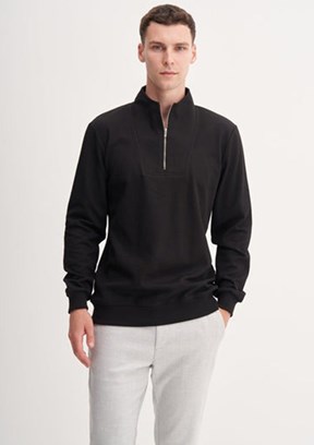 CAZADOR Caz 5307 Erkek Siyah Dik Yaka Sweatshirt
