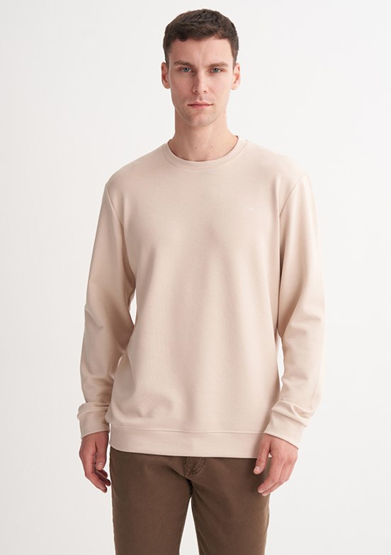 CAZADOR Caz 5314 Erkek Bej Bisiklet Yaka Sweatshirt