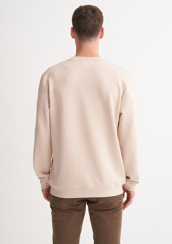 CAZADOR Caz 5314 Erkek Bej Bisiklet Yaka Sweatshirt