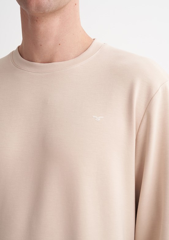 CAZADOR Caz 5314 Erkek Bej Bisiklet Yaka Sweatshirt