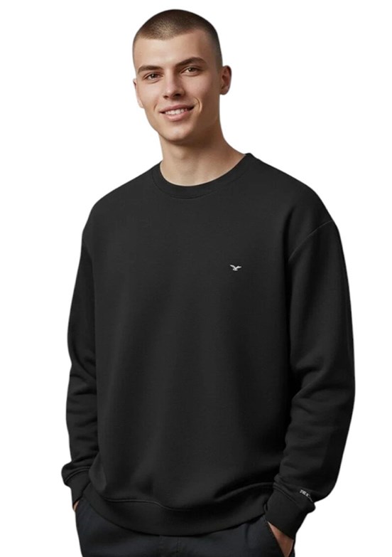CAZADOR Caz 5314 Erkek Siyah Bisiklet Yaka Sweatshirt