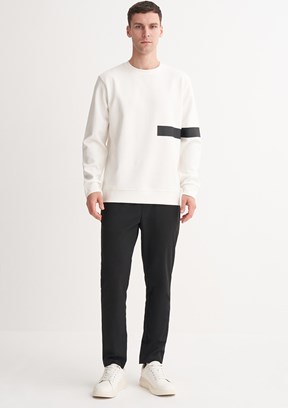 CAZADOR Caz 5326 Erkek Beyaz Bisiklet Yaka Sweatshirt