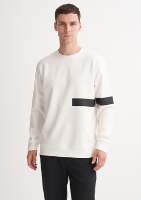 CAZADOR Caz 5326 Erkek Beyaz Bisiklet Yaka Sweatshirt