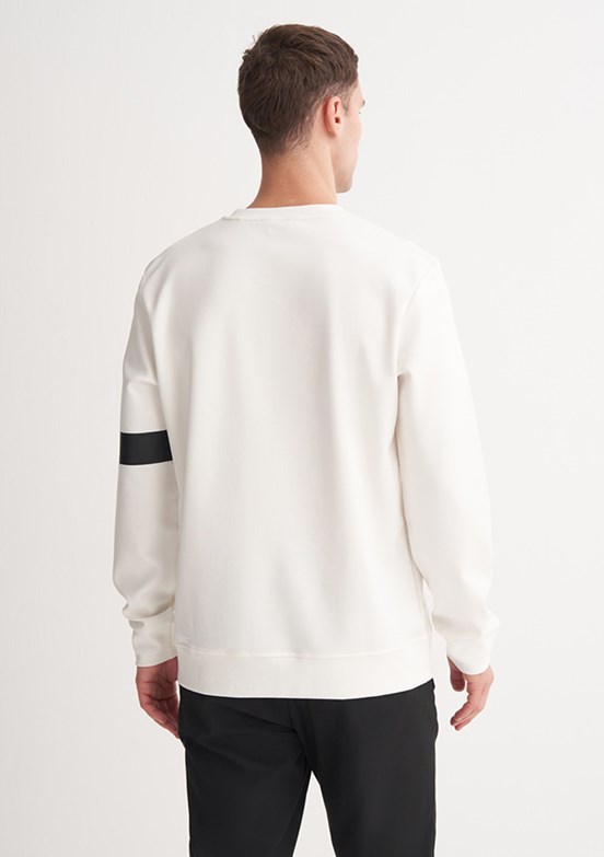 CAZADOR Caz 5326 Erkek Beyaz Bisiklet Yaka Sweatshirt
