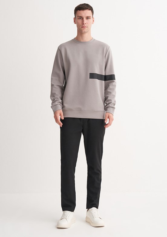 CAZADOR Caz 5326 Erkek Gri Bisiklet Yaka Sweatshirt