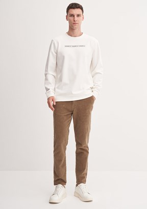 CAZADOR Caz 5327 Erkek Beyaz Bisiklet Yaka Sweatshirt
