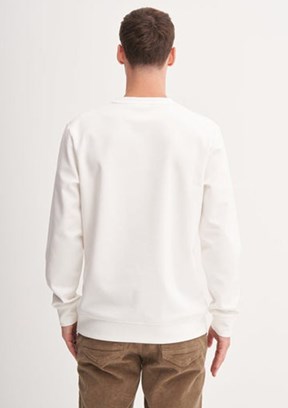 CAZADOR Caz 5327 Erkek Beyaz Bisiklet Yaka Sweatshirt