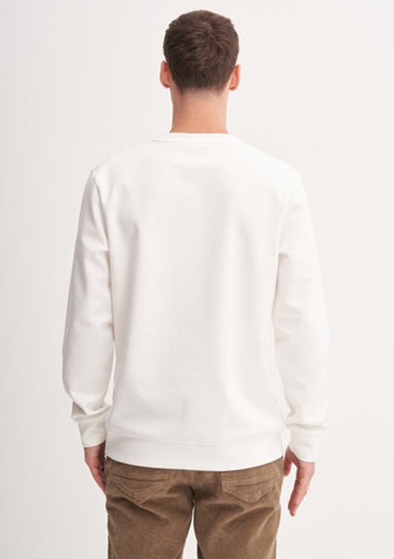 CAZADOR Caz 5327 Erkek Beyaz Bisiklet Yaka Sweatshirt