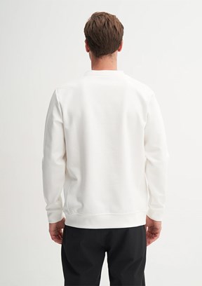 CAZADOR Caz 5329 Erkek Beyaz Bisiklet Yaka Sweatshirt