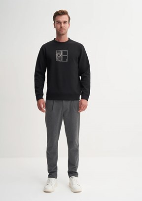 CAZADOR Caz 5329 Erkek Siyah Bisiklet Yaka Sweatshirt