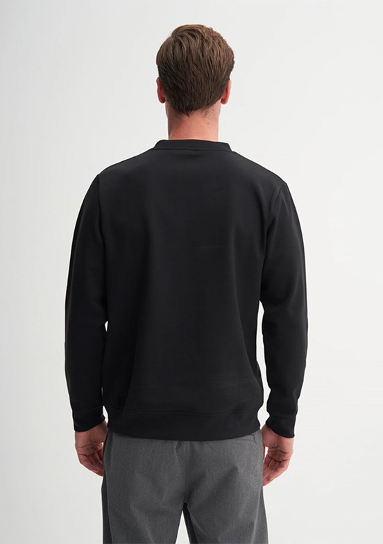 CAZADOR Caz 5329 Erkek Siyah Bisiklet Yaka Sweatshirt