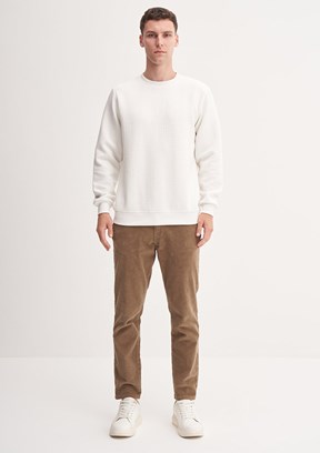 CAZADOR Caz 5339 Erkek Beyaz Bisiklet Yaka Sweatshirt