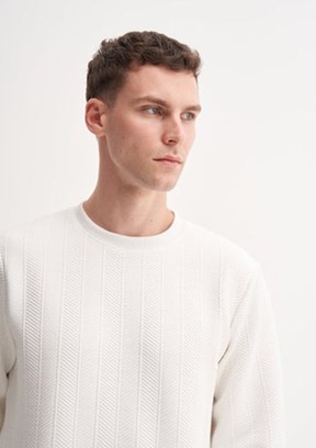CAZADOR Caz 5339 Erkek Beyaz Bisiklet Yaka Sweatshirt