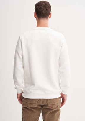 CAZADOR Caz 5339 Erkek Beyaz Bisiklet Yaka Sweatshirt