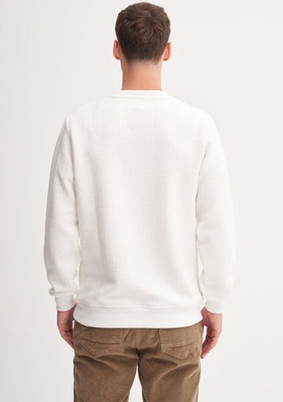 CAZADOR Caz 5339 Erkek Beyaz Bisiklet Yaka Sweatshirt