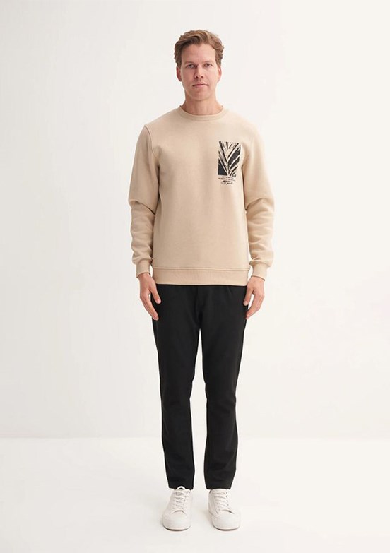 CAZADOR Caz 5380 Erkek Bej Bisiklet Yaka Sweatshirt