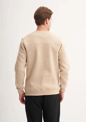 CAZADOR Caz 5380 Erkek Bej Bisiklet Yaka Sweatshirt