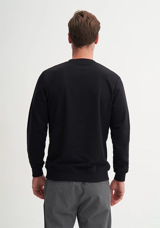 CAZADOR Caz 5380 Erkek Siyah Bisiklet Yaka Sweatshirt
