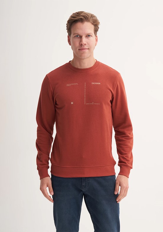CAZADOR Turuncu Erkek Bisiklet Yaka Sweatshirt