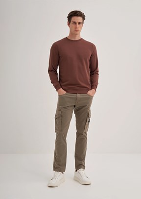 CAZADOR Caz 5610 Erkek Kahverengi Bisiklet Yaka Sweatshirt