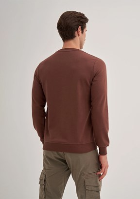 CAZADOR Caz 5610 Erkek Kahverengi Bisiklet Yaka Sweatshirt