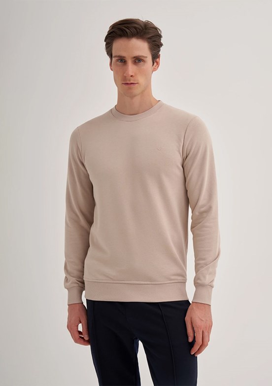 CAZADOR Caz 5610 Erkek Bej Bisiklet Yaka Sweatshirt
