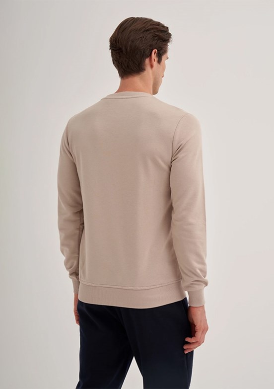 CAZADOR Caz 5610 Erkek Bej Bisiklet Yaka Sweatshirt
