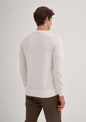 CAZADOR Caz 5610 Erkek Beyaz Bisiklet Yaka Sweatshirt