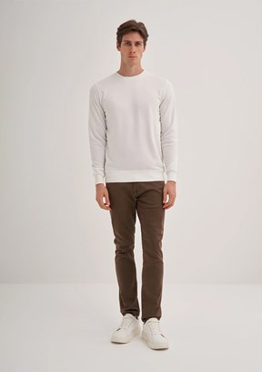 CAZADOR Caz 5610 Erkek Beyaz Bisiklet Yaka Sweatshirt