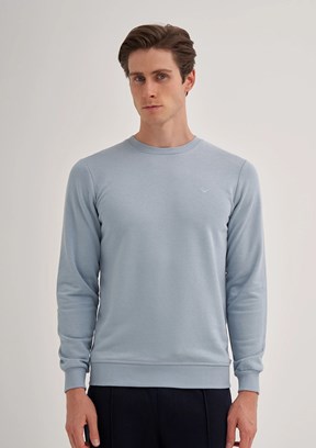 CAZADOR Caz 5610 Erkek Beyaz Bisiklet Yaka Sweatshirt
