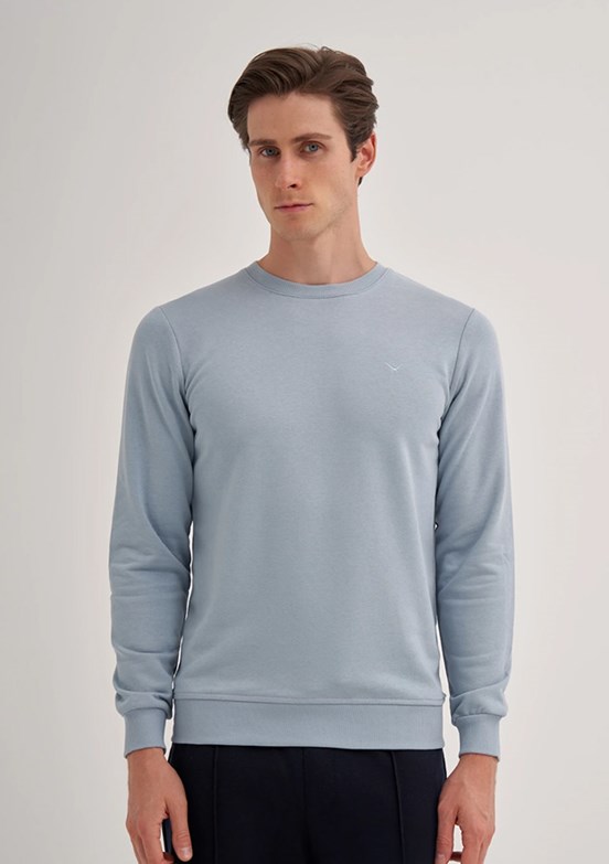 CAZADOR Caz 5610 Erkek Beyaz Bisiklet Yaka Sweatshirt