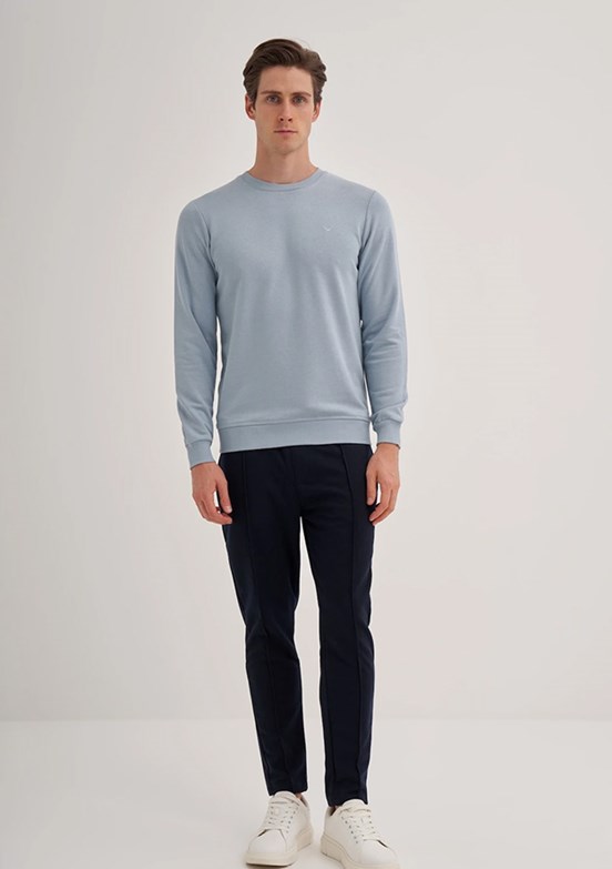 CAZADOR Caz 5610 Erkek Beyaz Bisiklet Yaka Sweatshirt