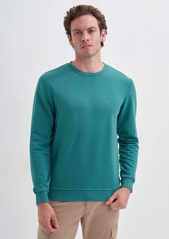CAZADOR Caz 5610 Erkek Yeşil Bisiklet Yaka Sweatshirt